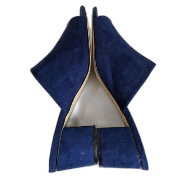 Covington Sandals Women 9 Blue Suede Shoes Blocky Chunky Heel Slide Y2k 2000s - Picture 6 of 11